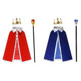 Maxbell King Robe Crown Costume Set with Stick Medieval King Costume for Teen Red