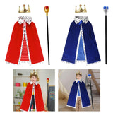 Maxbell King Robe Crown Costume Set with Stick Medieval King Costume for Teen Red