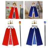 Maxbell King Robe Crown Costume Set with Stick Medieval King Costume for Teen Red