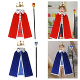 Maxbell King Robe Crown Costume Set with Stick Medieval King Costume for Teen Red