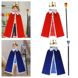 Maxbell King Robe Crown Costume Set with Stick Medieval King Costume for Teen Red