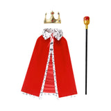 Maxbell King Robe Crown Costume Set with Stick Medieval King Costume for Teen Red