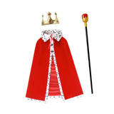 Maxbell King Robe Crown Costume Set with Stick Medieval King Costume for Teen Red