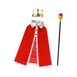 Maxbell King Robe Crown Costume Set with Stick Medieval King Costume for Teen Red