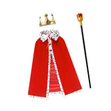 Maxbell King Robe Crown Costume Set with Stick Medieval King Costume for Teen Red
