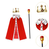 Maxbell King Robe Crown Costume Set with Stick Medieval King Costume for Teen Red