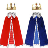 Maxbell King Robe Crown Costume Set with Stick Medieval King Costume for Teen Red