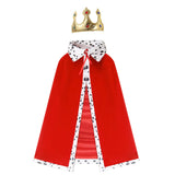 Maxbell King Robe Crown Costume Set with Stick Medieval King Costume for Teen Red