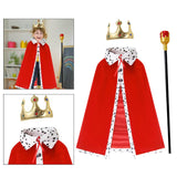 Maxbell King Robe Crown Costume Set with Stick Medieval King Costume for Teen Red