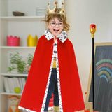 Maxbell King Robe Crown Costume Set with Stick Medieval King Costume for Teen Red