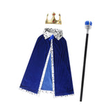 Maxbell King Robe Crown Costume Set with Stick Medieval King Costume for Teen Blue