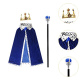 Maxbell King Robe Crown Costume Set with Stick Medieval King Costume for Teen Blue