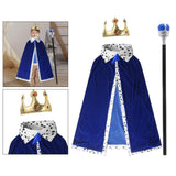 Maxbell King Robe Crown Costume Set with Stick Medieval King Costume for Teen Blue