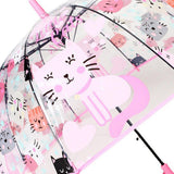 Maxbell Children Umbrella Clear Rain Umbrella Windproof Stick Umbrella for Traveling Kitten