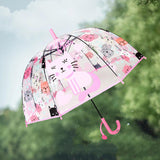 Maxbell Children Umbrella Clear Rain Umbrella Windproof Stick Umbrella for Traveling Kitten