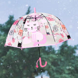Maxbell Children Umbrella Clear Rain Umbrella Windproof Stick Umbrella for Traveling Kitten