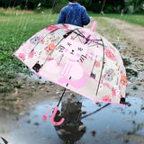 Maxbell Children Umbrella Clear Rain Umbrella Windproof Stick Umbrella for Traveling Kitten