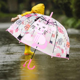 Maxbell Children Umbrella Clear Rain Umbrella Windproof Stick Umbrella for Traveling Kitten