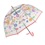 Maxbell Children Umbrella Clear Rain Umbrella Windproof Stick Umbrella for Traveling Pink Bunny