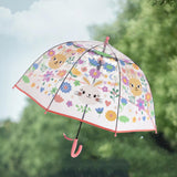 Maxbell Children Umbrella Clear Rain Umbrella Windproof Stick Umbrella for Traveling Pink Bunny