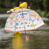 Maxbell Children Umbrella Clear Rain Umbrella Windproof Stick Umbrella for Traveling Pink Bunny