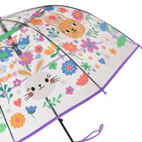 Maxbell Children Umbrella Clear Rain Umbrella Windproof Stick Umbrella for Traveling Purple Bunny