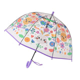 Maxbell Children Umbrella Clear Rain Umbrella Windproof Stick Umbrella for Traveling Purple Bunny
