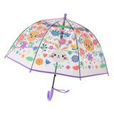 Maxbell Children Umbrella Clear Rain Umbrella Windproof Stick Umbrella for Traveling Purple Bunny