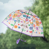 Maxbell Children Umbrella Clear Rain Umbrella Windproof Stick Umbrella for Traveling Purple Bunny