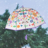 Maxbell Children Umbrella Clear Rain Umbrella Windproof Stick Umbrella for Traveling Purple Bunny