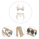 Maxbell Women Body Chain Outfit Hollow Out Bra Chain for Carnival Party Rave golden