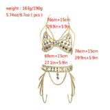 Maxbell Women Body Chain Outfit Hollow Out Bra Chain for Carnival Party Rave golden