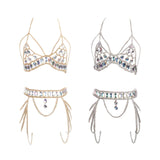 Maxbell Women Body Chain Outfit Hollow Out Bra Chain for Carnival Party Rave golden