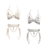 Maxbell Women Body Chain Outfit Hollow Out Bra Chain for Carnival Party Rave golden