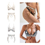 Maxbell Women Body Chain Outfit Hollow Out Bra Chain for Carnival Party Rave golden