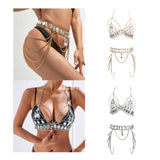 Maxbell Women Body Chain Outfit Hollow Out Bra Chain for Carnival Party Rave golden