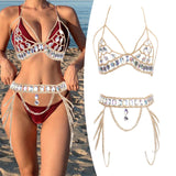 Maxbell Women Body Chain Outfit Hollow Out Bra Chain for Carnival Party Rave golden