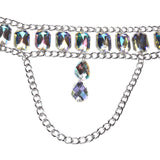 Maxbell Women Body Chain Outfit Hollow Out Bra Chain for Carnival Party Rave silver
