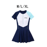 Maxbell Women Swimsuit Quick Dry Zip up Swim Dress for Traveling Water Sports Summer M
