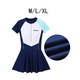 Maxbell Women Swimsuit Quick Dry Zip up Swim Dress for Traveling Water Sports Summer M
