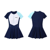 Maxbell Women Swimsuit Quick Dry Zip up Swim Dress for Traveling Water Sports Summer M