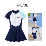 Maxbell Women Swimsuit Quick Dry Zip up Swim Dress for Traveling Water Sports Summer M