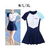 Maxbell Women Swimsuit Quick Dry Zip up Swim Dress for Traveling Water Sports Summer M
