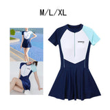 Maxbell Women Swimsuit Quick Dry Zip up Swim Dress for Traveling Water Sports Summer M