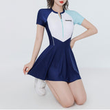 Maxbell Women Swimsuit Quick Dry Zip up Swim Dress for Traveling Water Sports Summer M