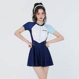 Maxbell Women Swimsuit Quick Dry Zip up Swim Dress for Traveling Water Sports Summer XL