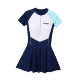 Maxbell Women Swimsuit Quick Dry Zip up Swim Dress for Traveling Water Sports Summer XL