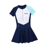 Maxbell Women Swimsuit Quick Dry Zip up Swim Dress for Traveling Water Sports Summer XL