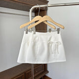 Maxbell Casual Short Skirt Bow Front A Line Skirt for Daily Wear Traveling Date White XL