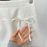 Maxbell Casual Short Skirt Bow Front A Line Skirt for Daily Wear Traveling Date White XL